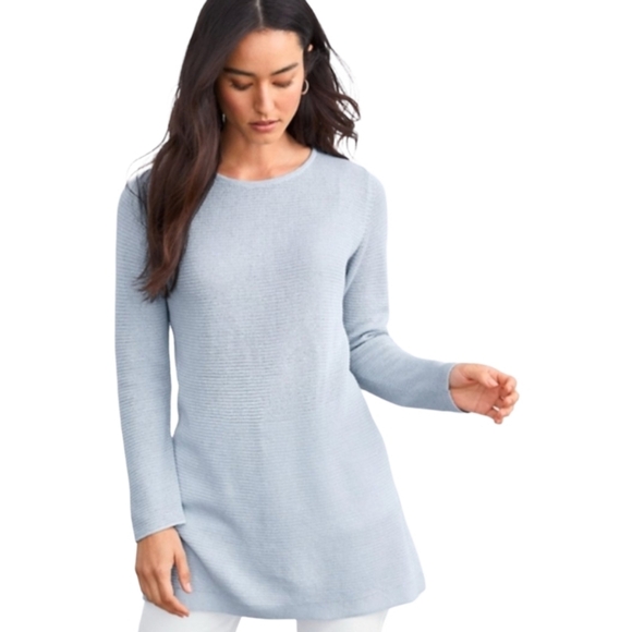 Eileen Fisher Sweaters - Eileen Fisher Organic Linen Cotton Light Blue Relaxed Tunic Sweater XS
